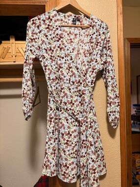 Volcom Burgundy Floral Long Sleeve Dress